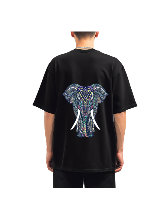 Art in elephant oversized tshirt